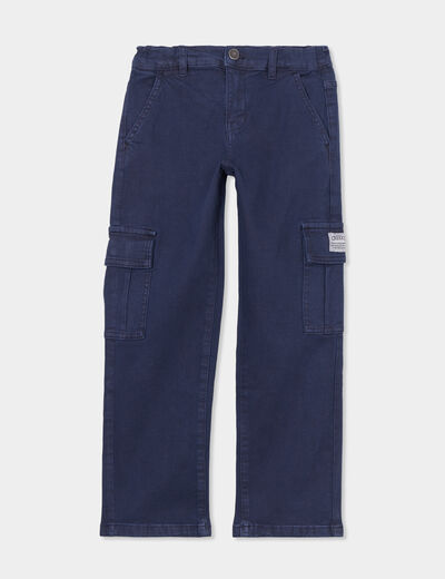 Pantalon cargo coton Creeks bleu marine garçon