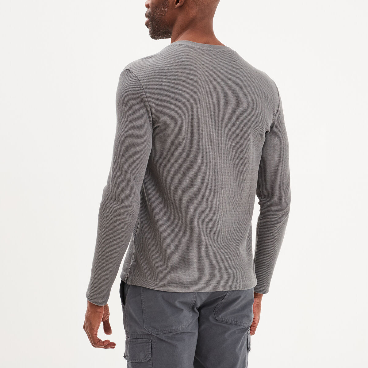 T-shirt col tunisien 1 poche Trappeur gris foncé homme