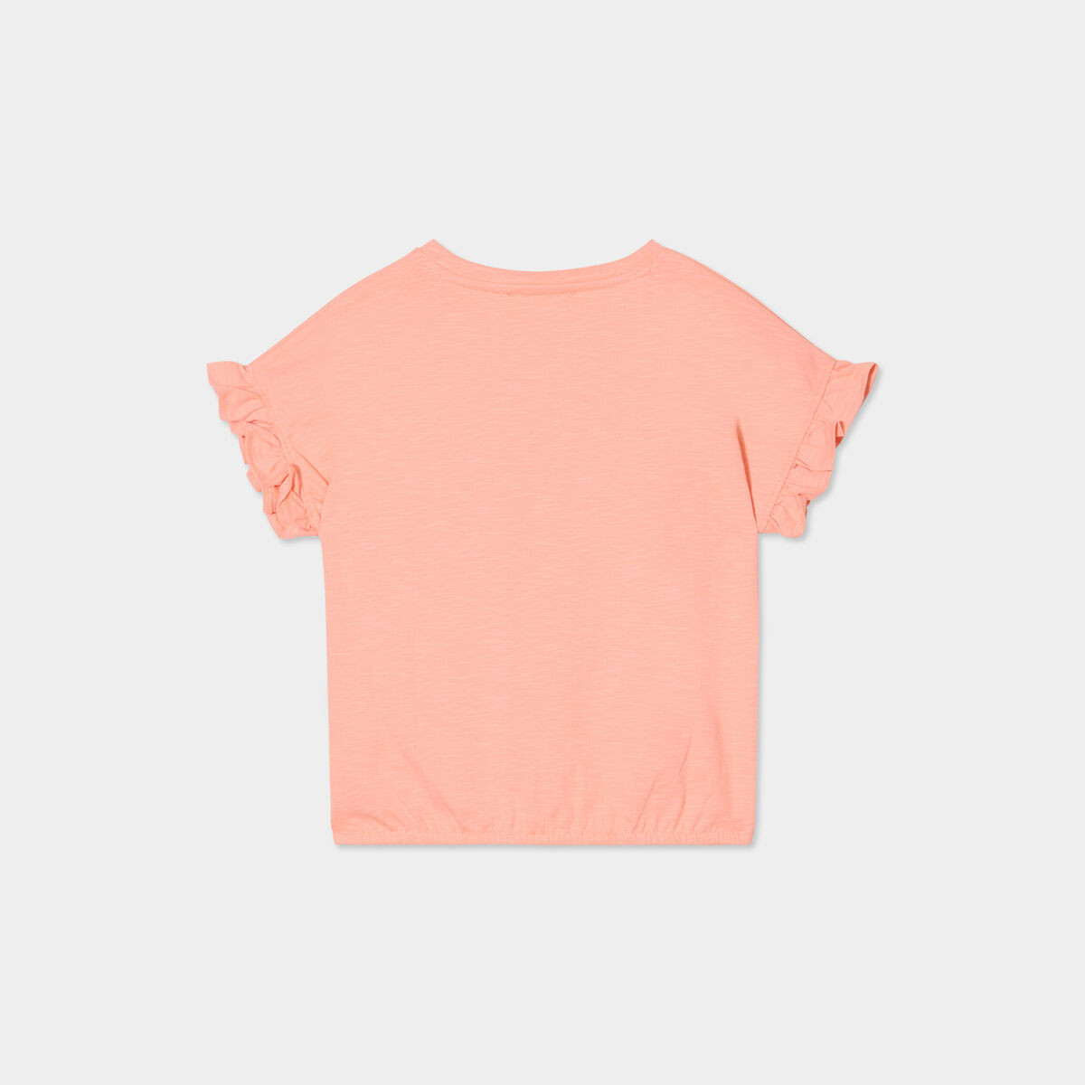 T-shirt poche broderie anglaise coton rose saumon fille