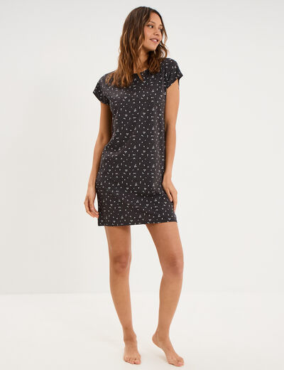Chemise de nuit manches courtes gris anthracite femme