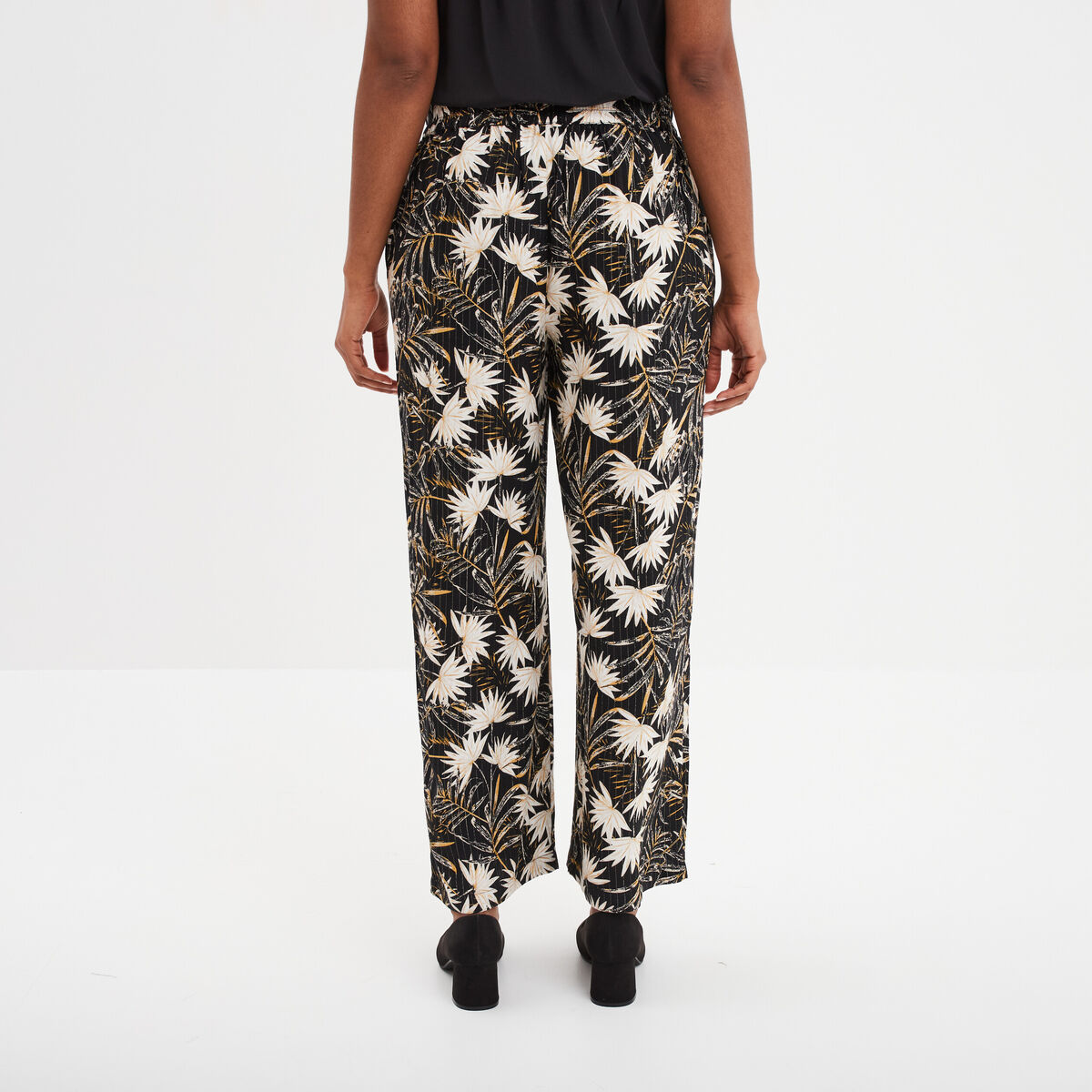 Pantalon large fluide noir femme