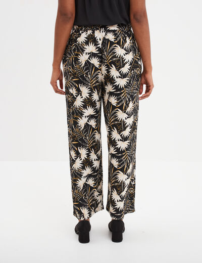 Pantalon large fluide noir femme