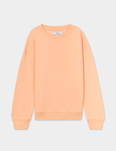 Sweat oversize manches longues col rond rose saumon garçon