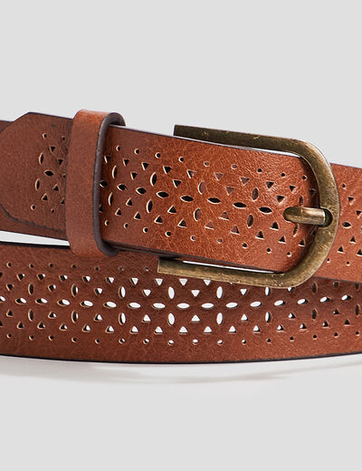 Ceinture perforée camel femme