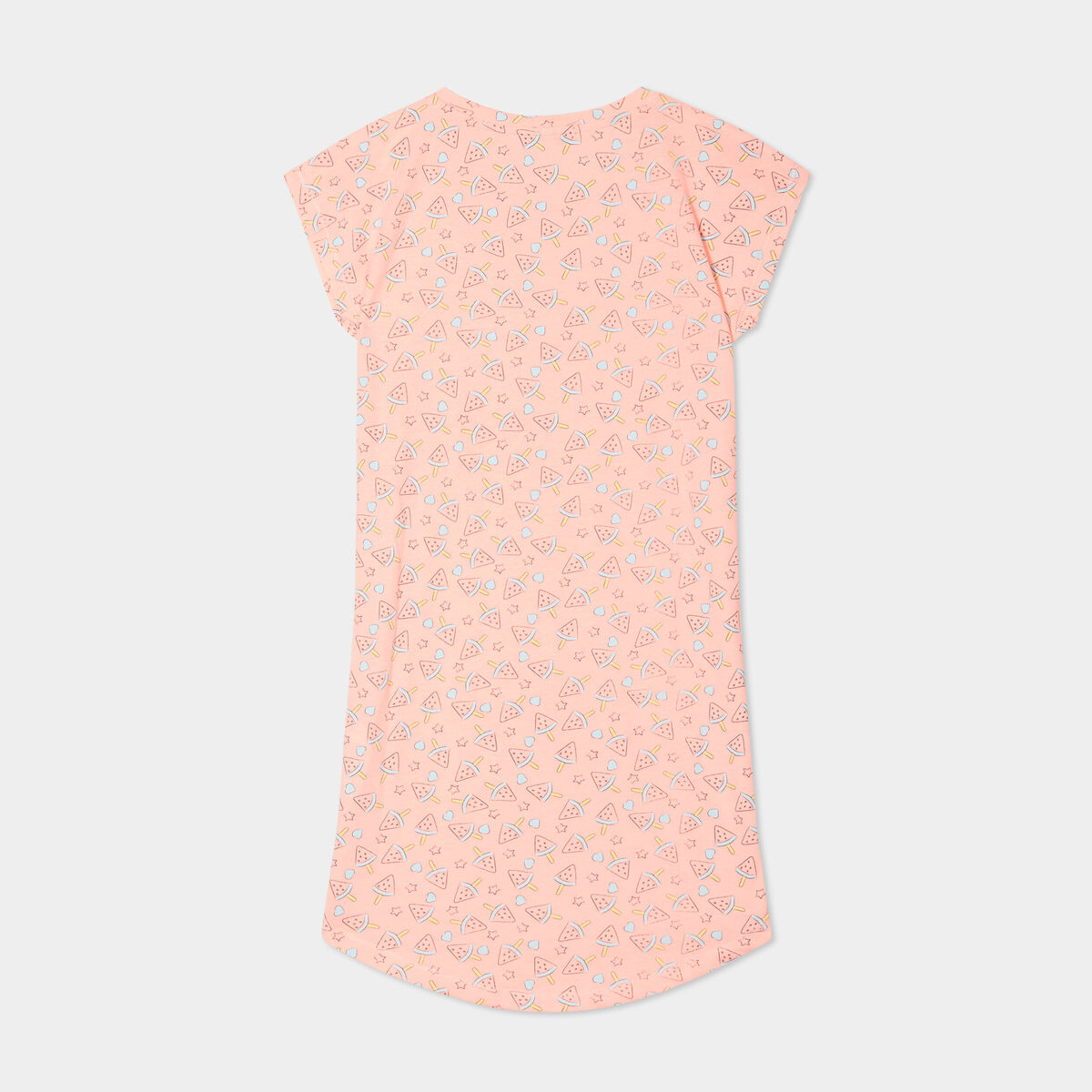 Chemise de nuit manches courtes orange corail fille