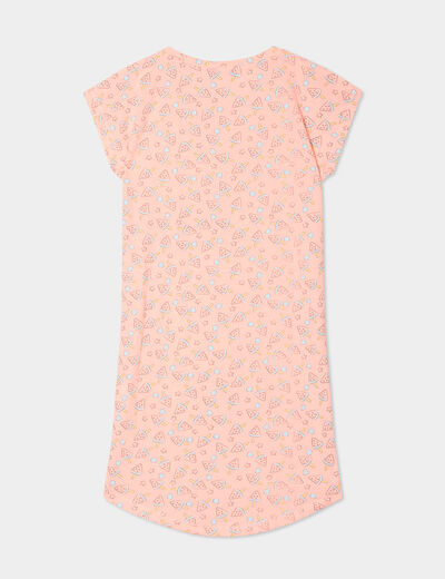 Chemise de nuit manches courtes orange corail fille