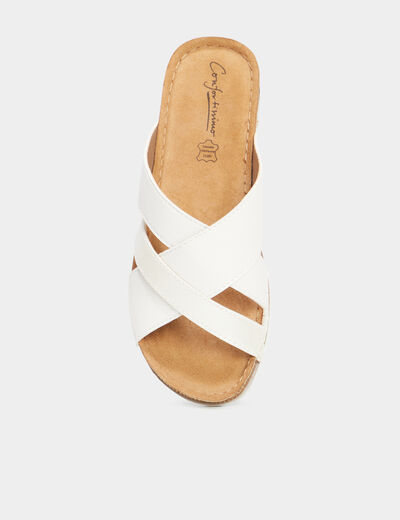 Mules à talons compensés Confortissimo blanc femme