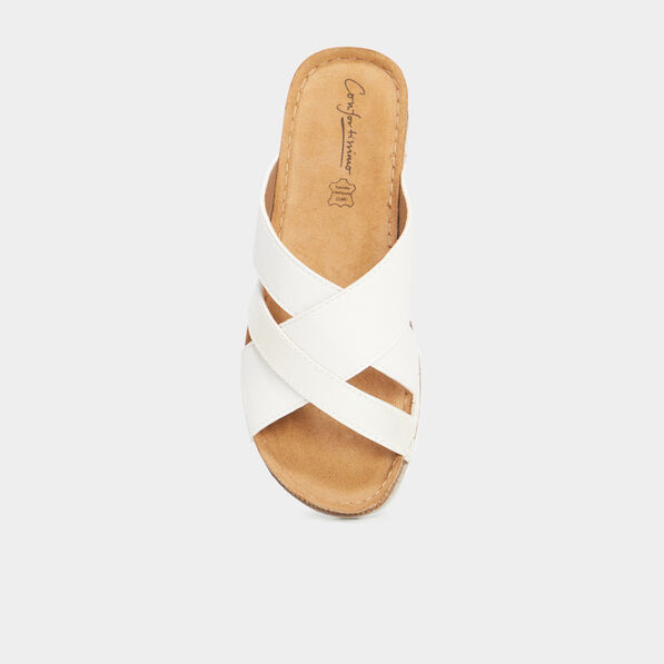 Mules à talons compensés Confortissimo blanc femme