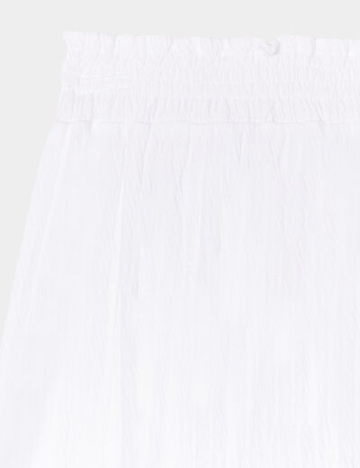 Pantalon fluide taille smockée blanc bébé fille