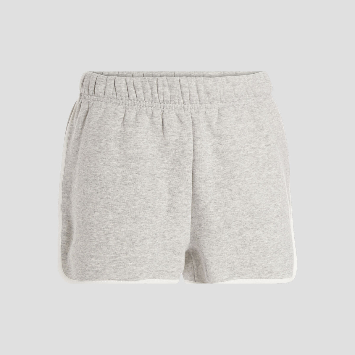 Short droit taille élastiquée gris clair femme