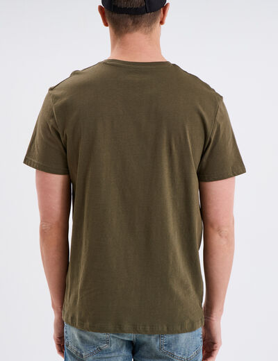 T-shirt droit en coton manches courtes vert kaki homme
