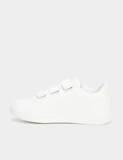 Tennis à scratchs empiècement talon blanc fille