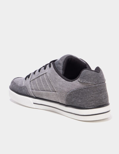 Tennis basses en toile &agrave; lacets gris clair homme