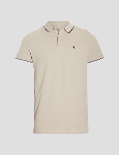 Polo manches courtes bords contrastés sable homme