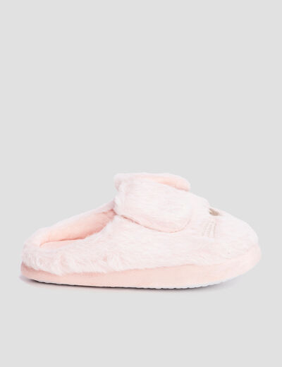 Chaussons mules fausse fourrure rose fille