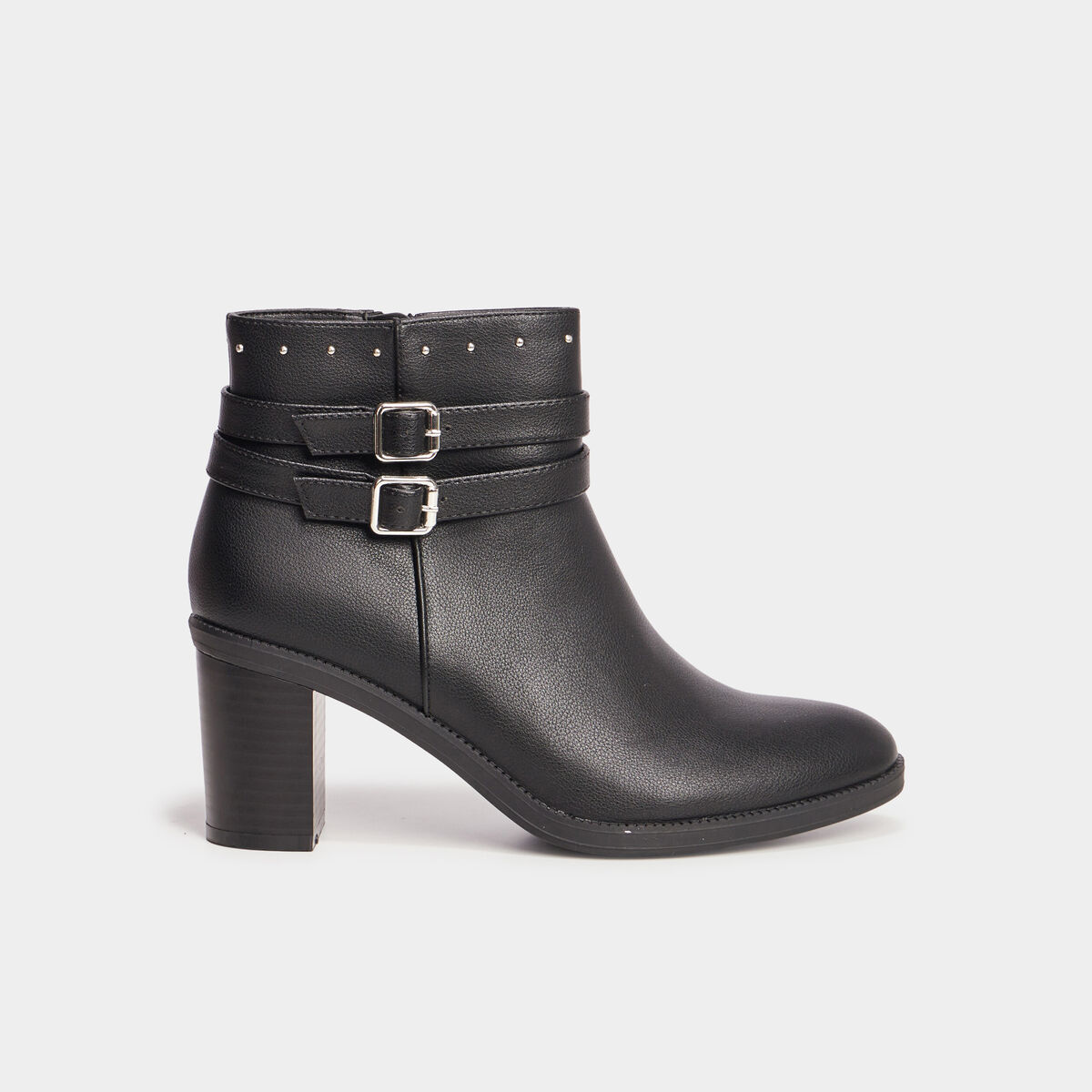 Bottines à talons et détails cloutés noir femme