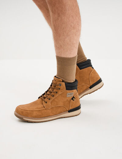Bottines avec lacets marron clair homme