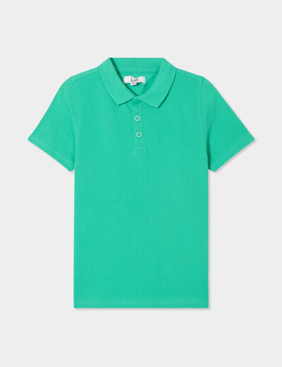 Polo manches courtes à détail brodé vert menthe garçon
