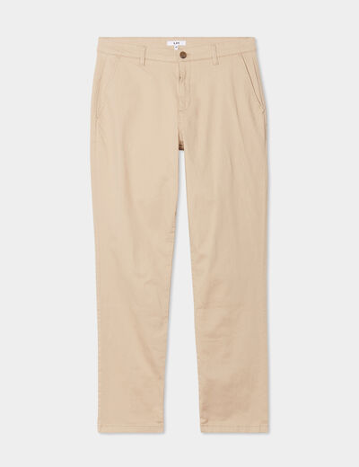 Pantalon chino droit stretch retroussé sable homme