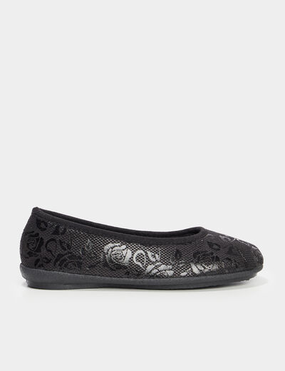 Chaussons ballerines détails irisés noir femme