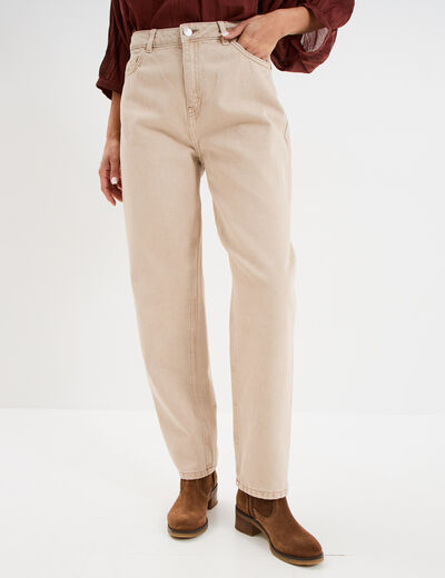 Jeans mom coton sable femme