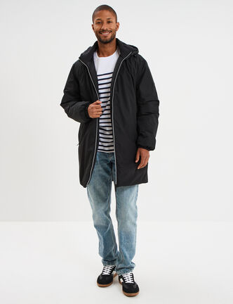 Parka d&eacute;perlante doubl&eacute;e &agrave; capuche noir homme