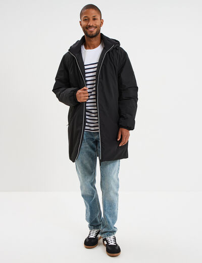 Parka d&eacute;perlante doubl&eacute;e &agrave; capuche noir homme