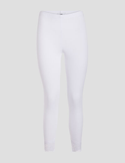 Legging 7/8ème avec dentelle blanc femme