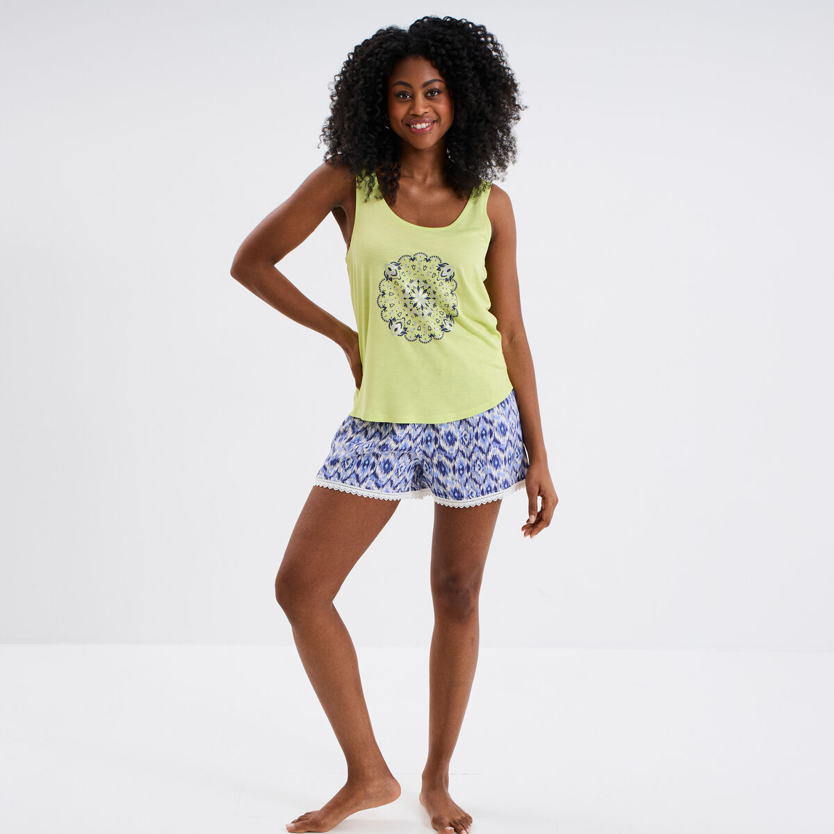Ensemble pyjama short et débardeur rose clair femme