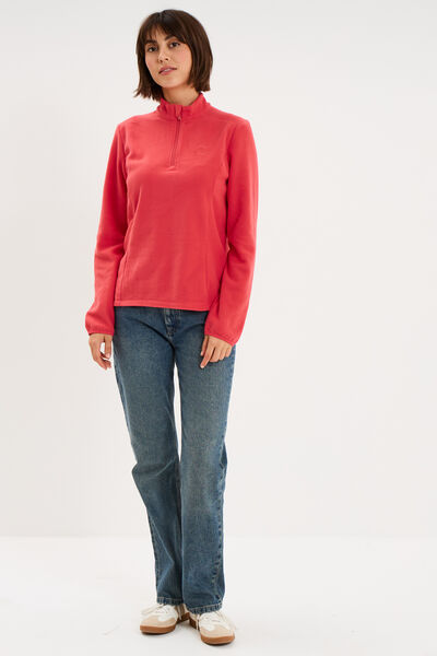 Sweat polaire col camionneur rose femme