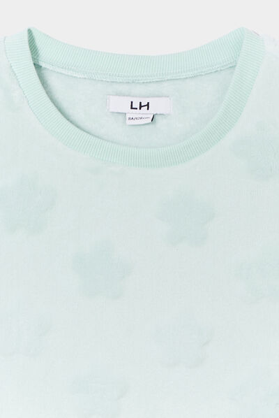 Sweat doux manches longues bleu gris fille