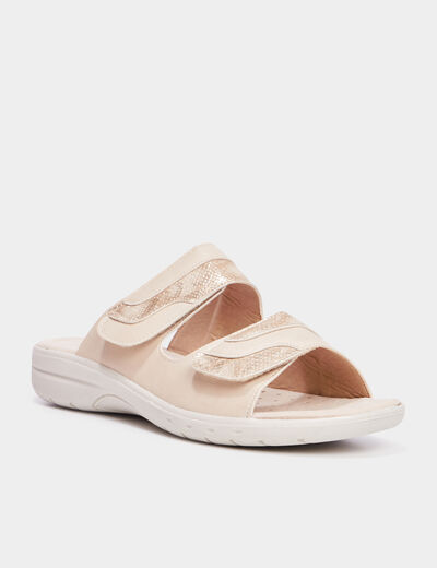 Sandales à scratchs cuir Confortissimo sable femme