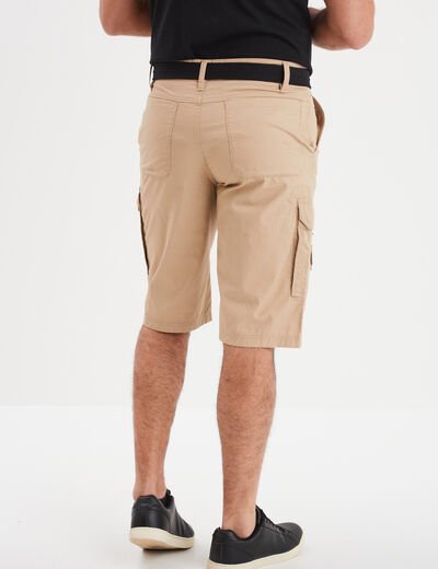 Bermuda cargo côtelé ceinturé Trappeur beige homme