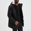 Parka mi-longue doublée à capuche noir homme