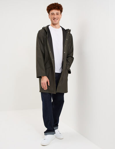 Parka imperm&eacute;able coupe-vent &agrave; capuche vert kaki homme
