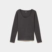 T-shirt &agrave; manches longues gris fonc&eacute; femme