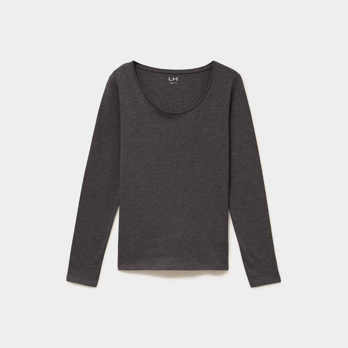 T-shirt &agrave; manches longues gris fonc&eacute; femme