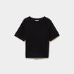 Pull manches courtes col rond noir femme