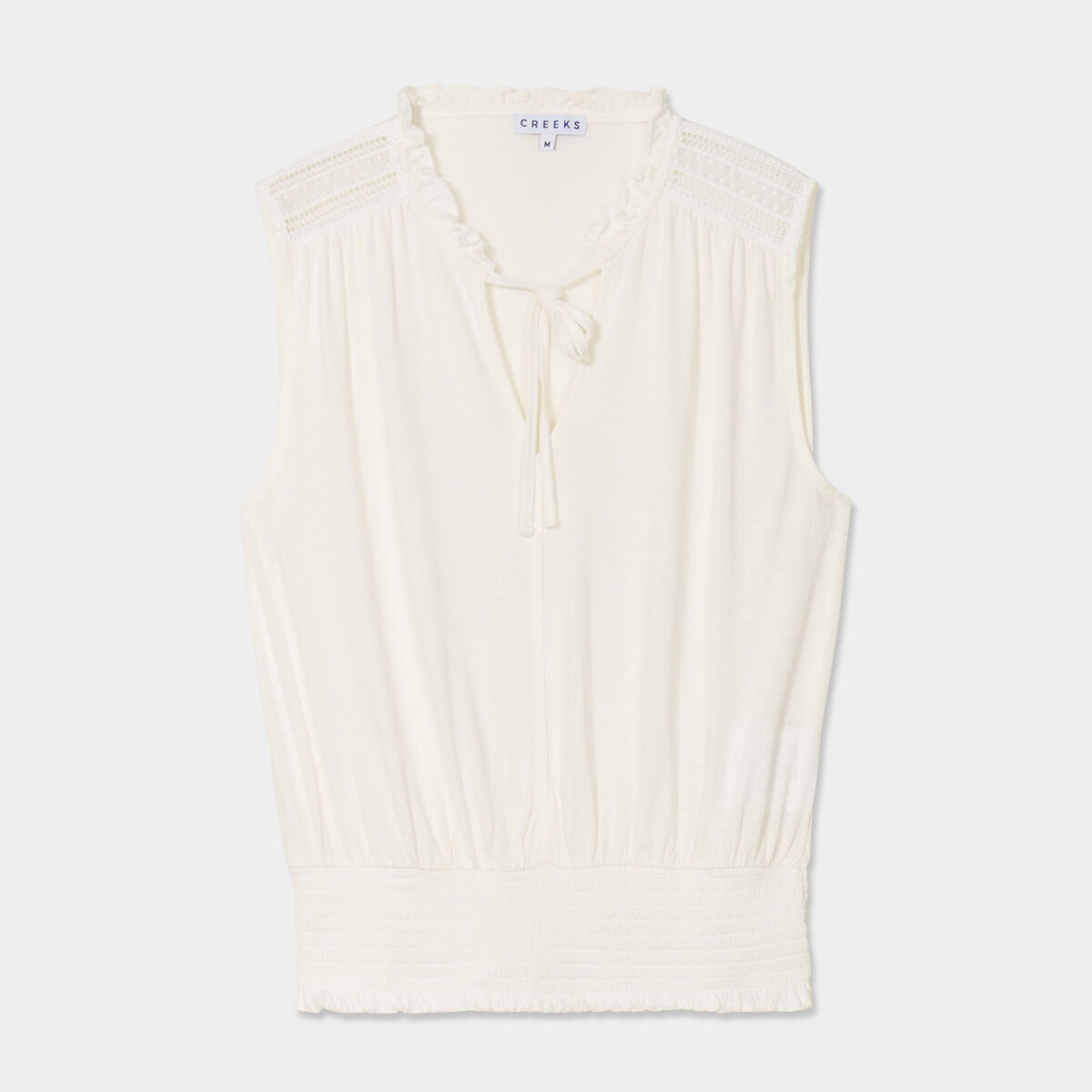 T-shirt taille smockée Creeks blanc femme