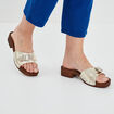 Mules sabots à boucles en cuir Creeks jaune or femme