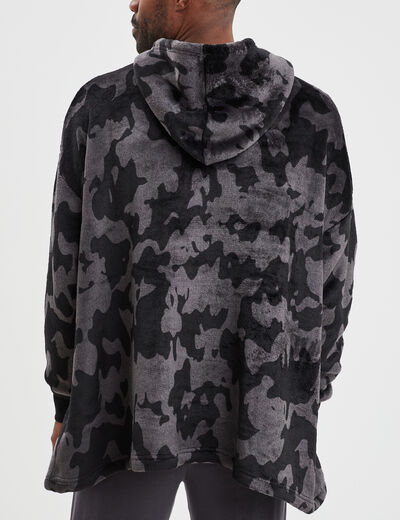 Sweat de pyjama oversize effet velours noir homme