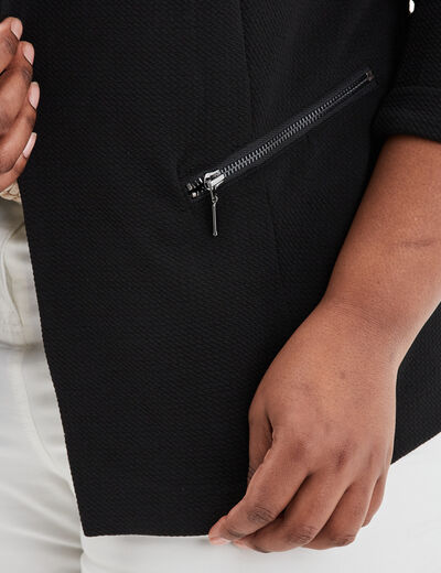 Veste ajustée manches 3/4 noir femme grande taille
