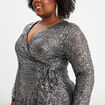 Robe &agrave; sequins portefeuille gris argent femme grande taille