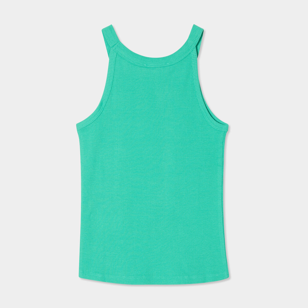 Débardeur côtelé col rond coton vert menthe fille