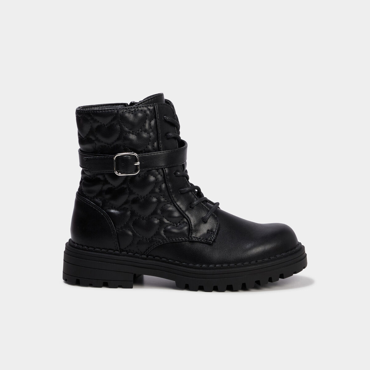 Boots matelass&eacute;es avec boucles noir fille