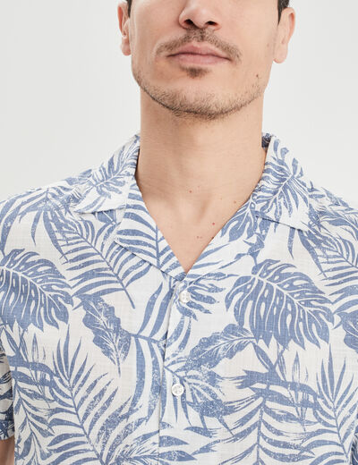 Chemise en coton manches courtes bleu homme