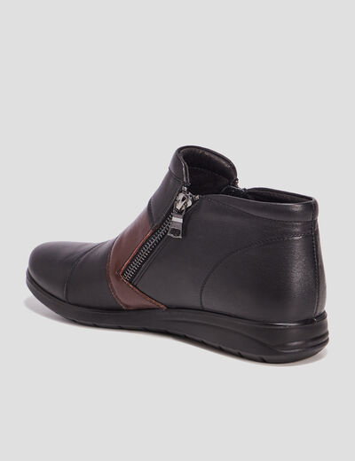 Bottines en cuir zippées noir femme