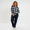 Blouse droite manches longues bleu marine femme grande taille