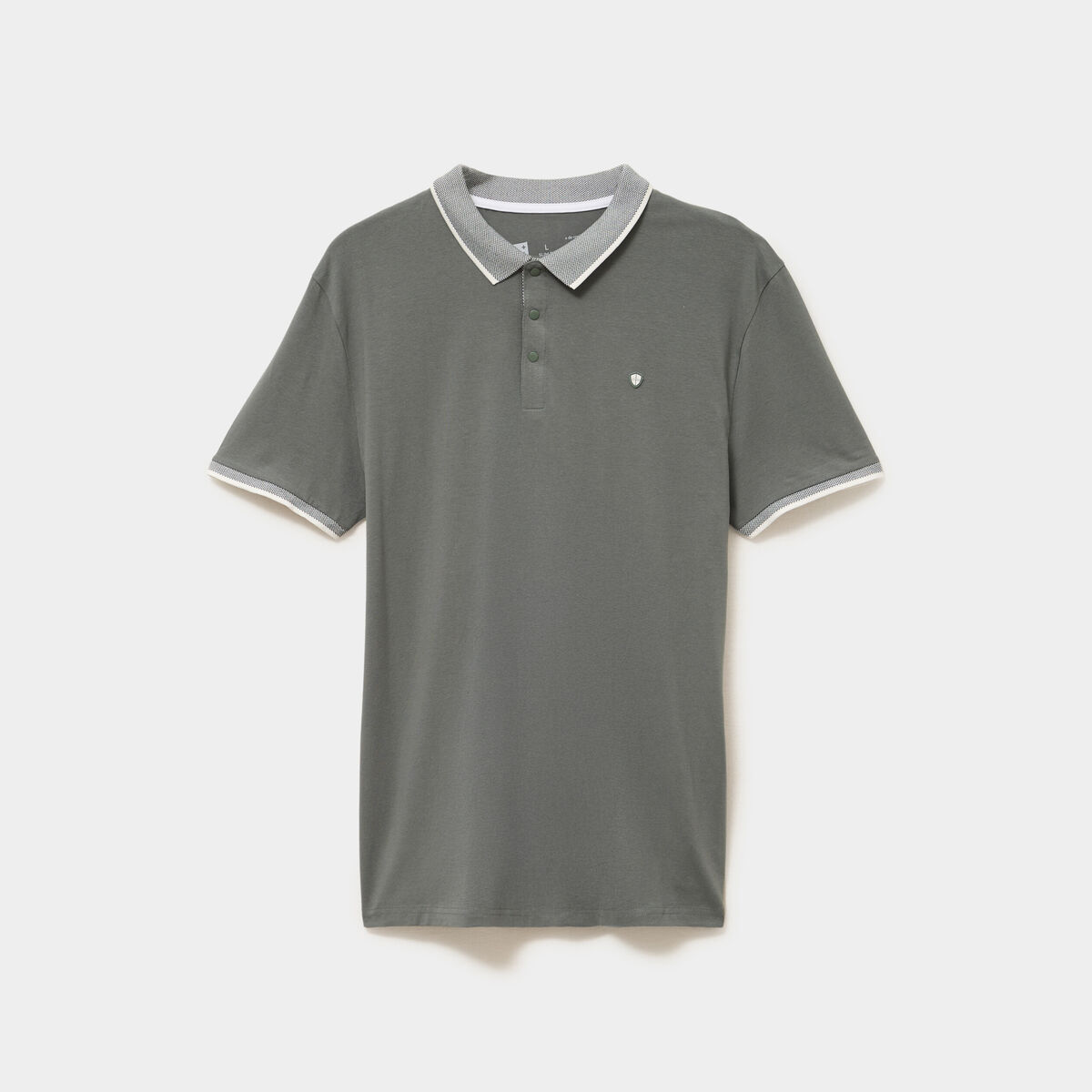 Polo slim manches courtes stretch vert kaki homme