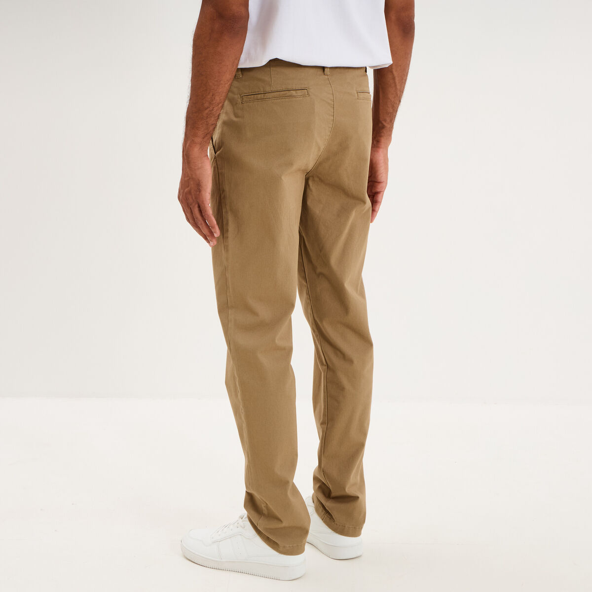 Pantalon chino droit stretch vert kaki homme
